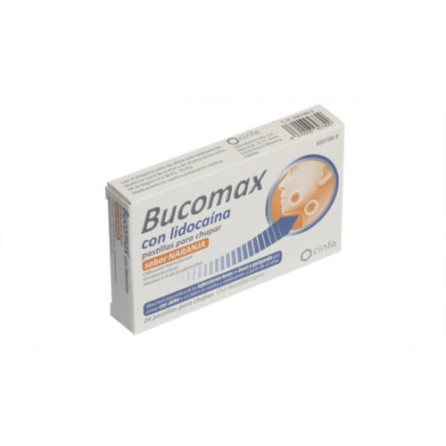 BUCOMAX CON LIDOCAINA PASTILLAS PARA CHUPAR SABOR NARANJA, 24 pastillas