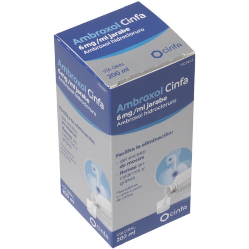 AMBROXOL CINFA 6 MG/ML JARABE, 1 frasco de 200 ml (PET + cierre PP)