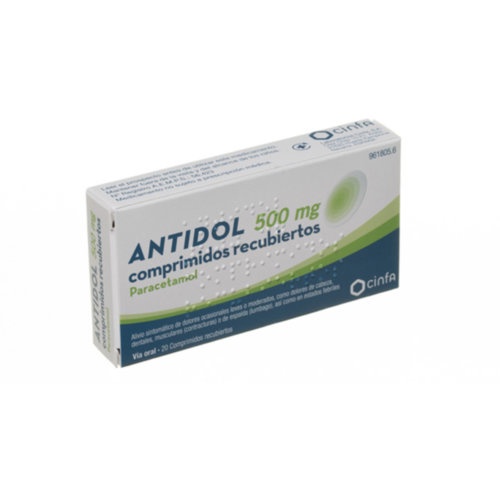 ANTIDOL  500 mg COMPRIMIDOS RECUBIERTOS , 20 comprimidos