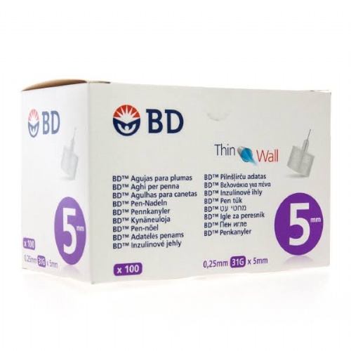 Aguja para plumas esteril - bd (31 g (0.25 mm x 5 mm) 100 u/caja)