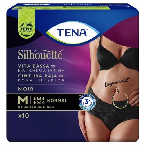 Tena silhouette cintura baja - braga absorb inc orina dia anat (negro t - m 10 u)