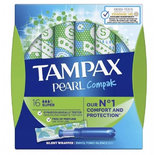 Tampax compak pearl tampon 100%algodon (super 16 u)