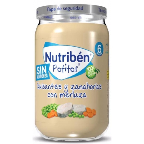 Nutriben suprema de merluza con guisantes zanahorias (potito 235 g)