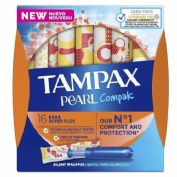 Tampax compak pearl tampon 100%algodon (16 unidades super plus)