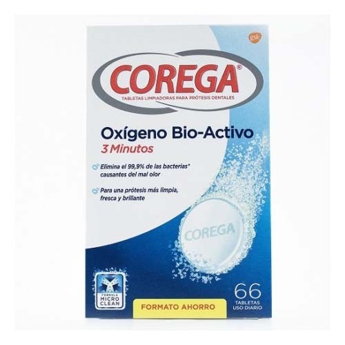Corega oxigeno bio-activo - limpieza protesis dental (66 tabletas)
