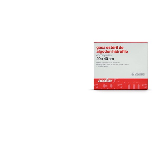 Gasa esteril algodon hidrofilo compresas - acofar (20 unidades 40 cm x 20 cm)