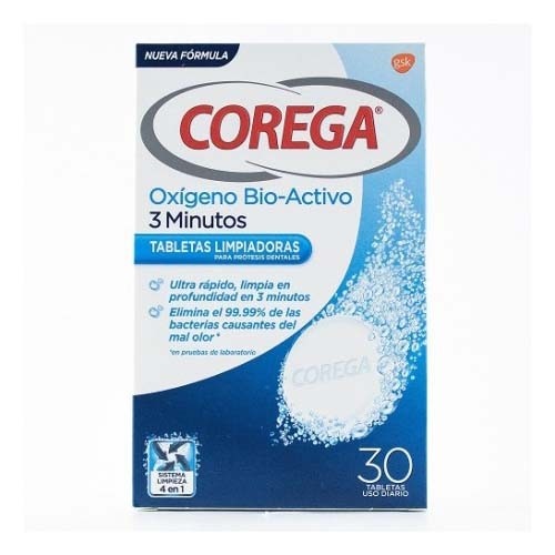 Corega oxigeno bio-activo limpieza protesis dental 30 tabletas - limpieza protesis dental