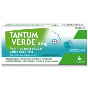 TANTUM VERDE 3 mg PASTILLAS PARA CHUPAR SABOR EUCALIPTO, 20 pastillas
